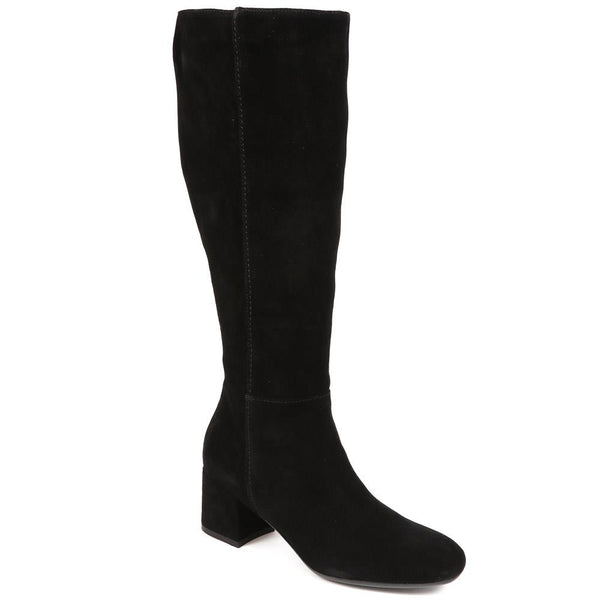 Black suede best sale low heel boots