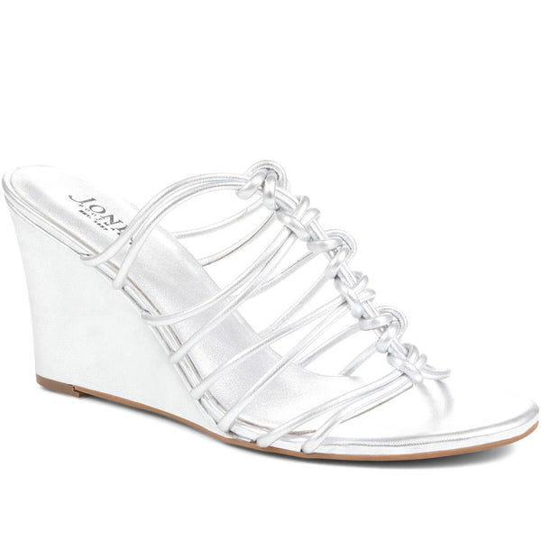 Silver wedge sandals for 2024 wedding