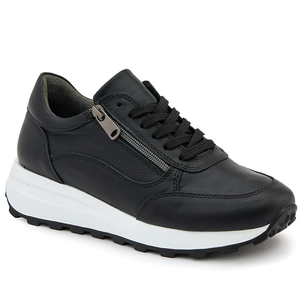 Black leather trainers womens sale on sale