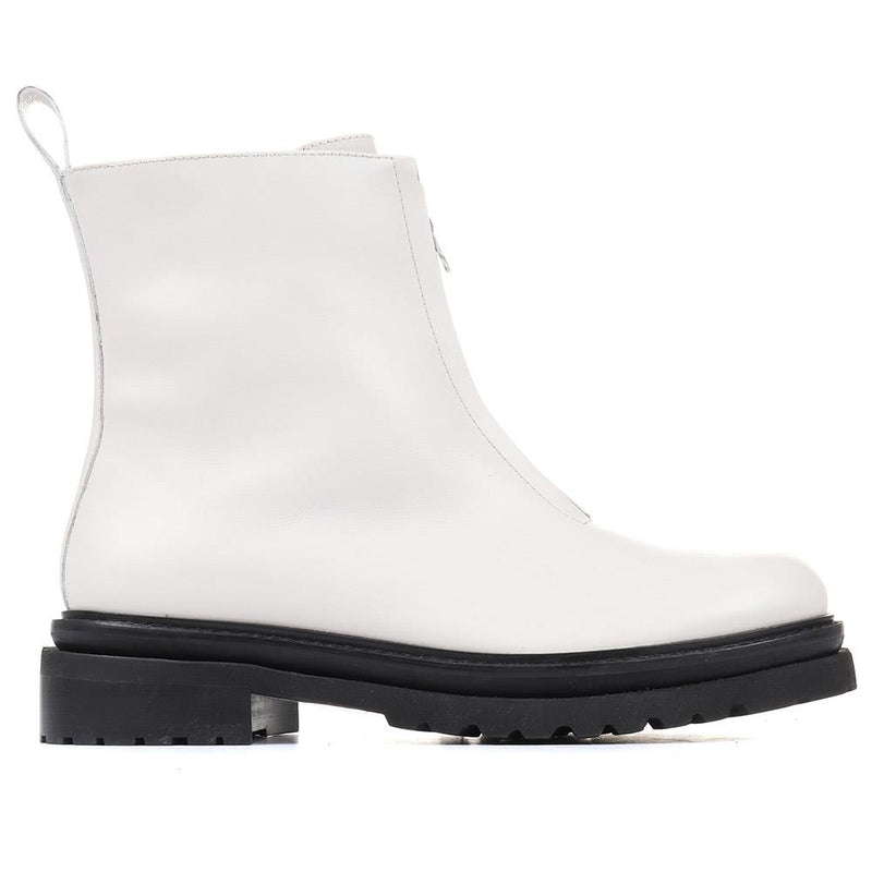 White zip up on sale boots